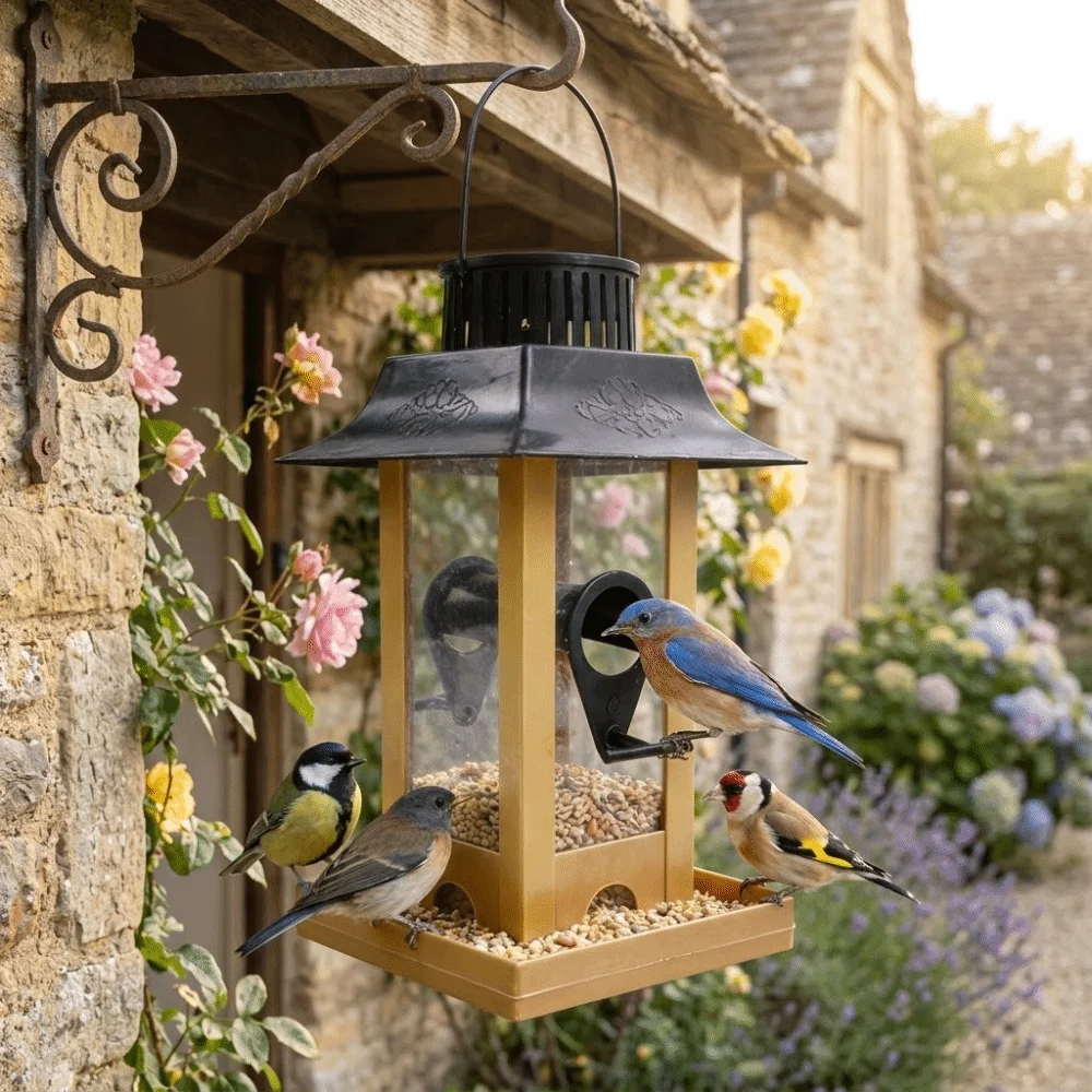 Comedero para Pájaros Colgante Resistente a la Lluvia, Antiderrames, Resistente al Viento, Estación de Alimentación para Pájaros de Plástico de Gran Capacidad, Comedero para Colibríes