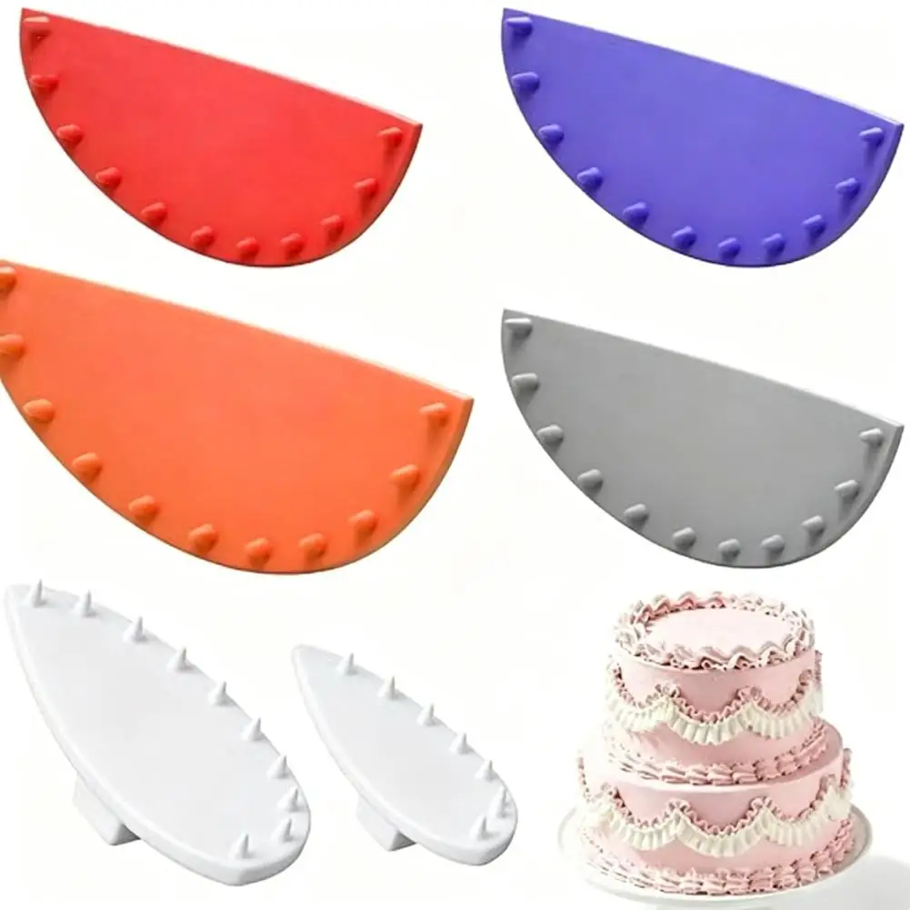 6Pcs Reusable Cake Piping Guide Arch Marker Tool Set, Multi Size Plastic Ruffle Border Guide Mold DIY Cake Cream Decorating