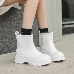 Women Outdoor Rain Shoes Thick Soles Waterproof Boots Solid Rain Boots Galoshes Ladies Rain Shoes Waterproof Ladies Rain Shoes