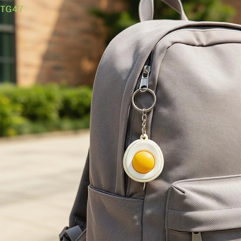 【LS】Mini Gourmet Keychain Decompression Toy Anxiety Relief Toy Fried Egg Burger Sushi Avocado Durian Pendant Bag Backpack Decor