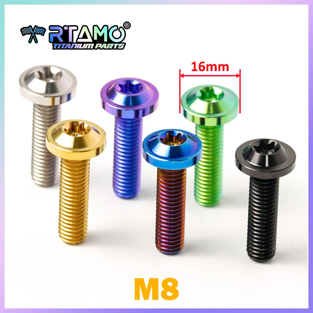 RTAMO Titanium Bolt M8X10/15/20/25/30/35/40/45/50/55/60/65/70/80/90 Torx Head for Motorcycle Riding Modification Fastener