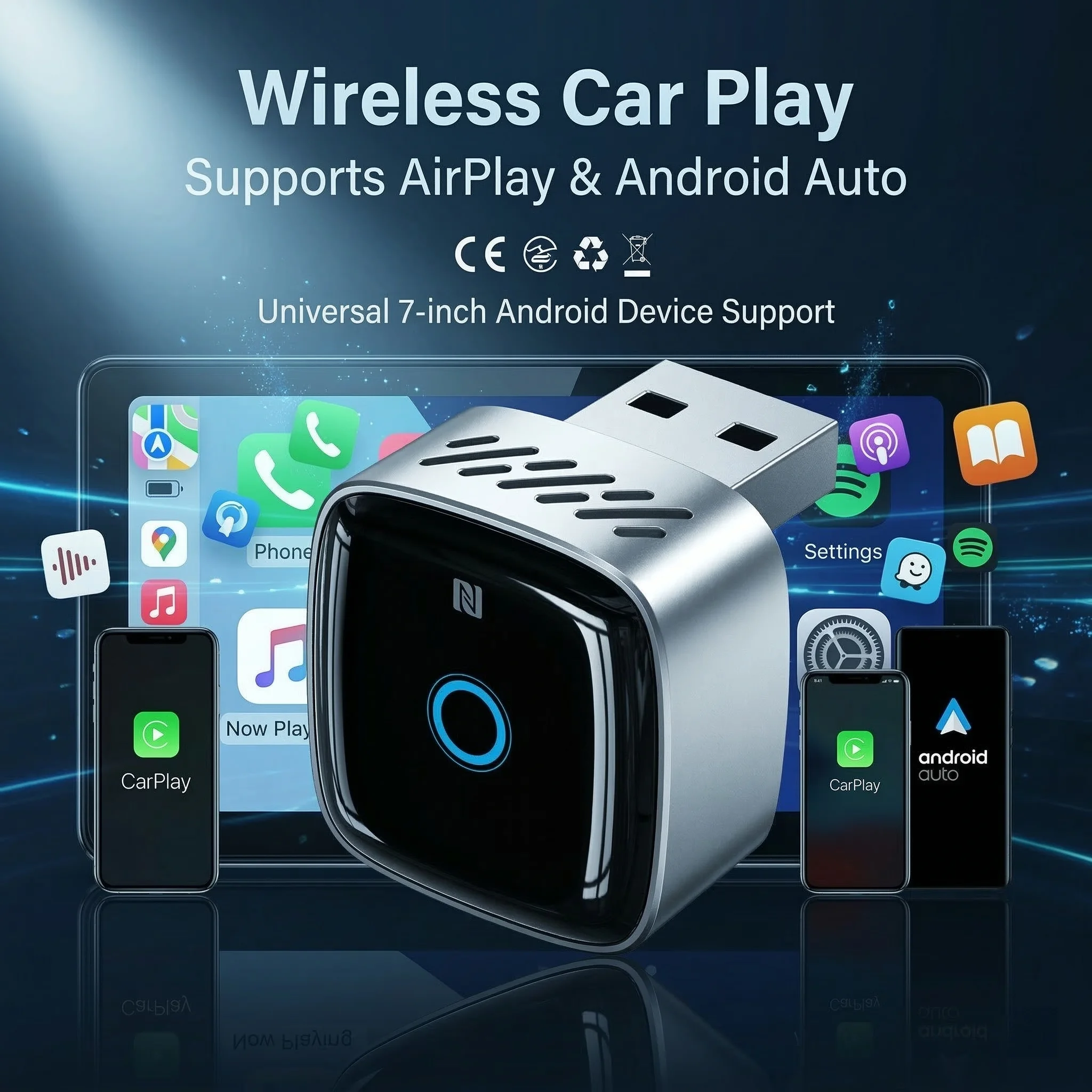 DRNVIYNC 2026 CarPlay Wireless Adapter Android Auto To USB Car Play Wireless Intelligent Systems Wireless Adapter Mini AI Box view 6