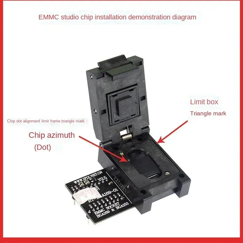 EMMC burning seat BGA169 BGA153 bouncing seat flip seat RT-BGA169-01 read-write adapter