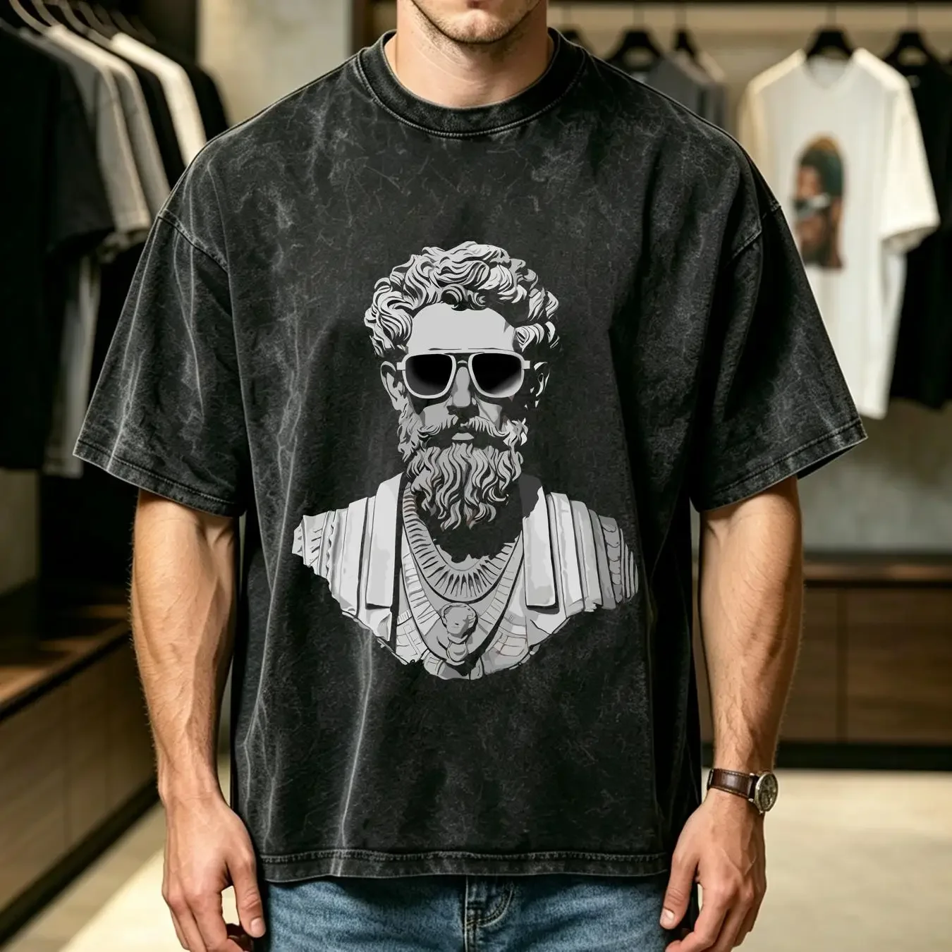 washed T Shirt Marcus Aurelius Stoicism Zen Buddha Quote Funny For Her Ladies Philosophy Think Deep mindfulness vintage Washed