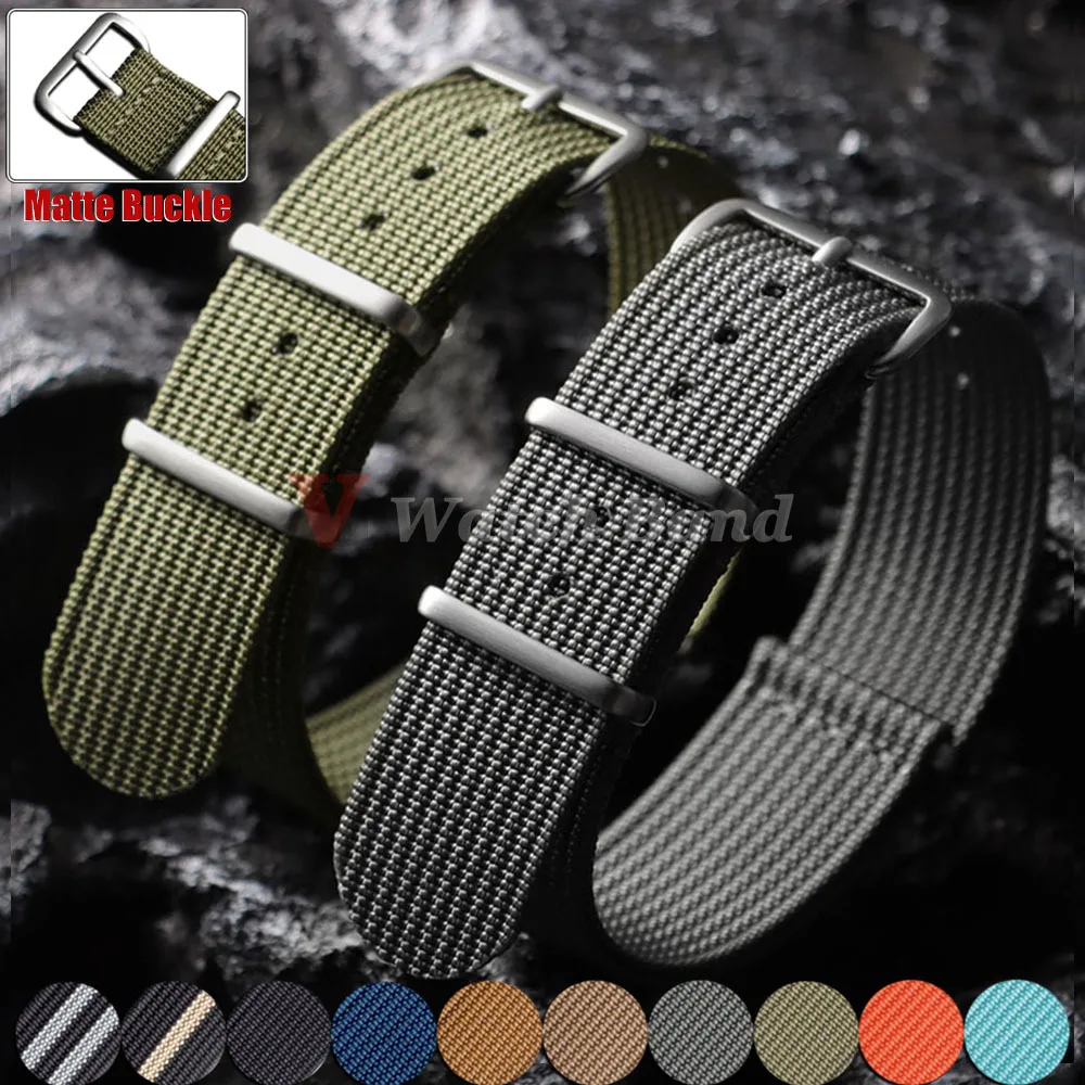Bracelet de montre en tissu de haute qualité avec boucle mate 18/19/20/22 mm, bracelet de montre en nylon tissé, bracelet de montre en une seule pièce pour Omega pour Seiko