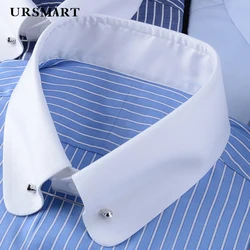 French cuff shirt mens Empire collar slim-fit British fashion business striped shirt men