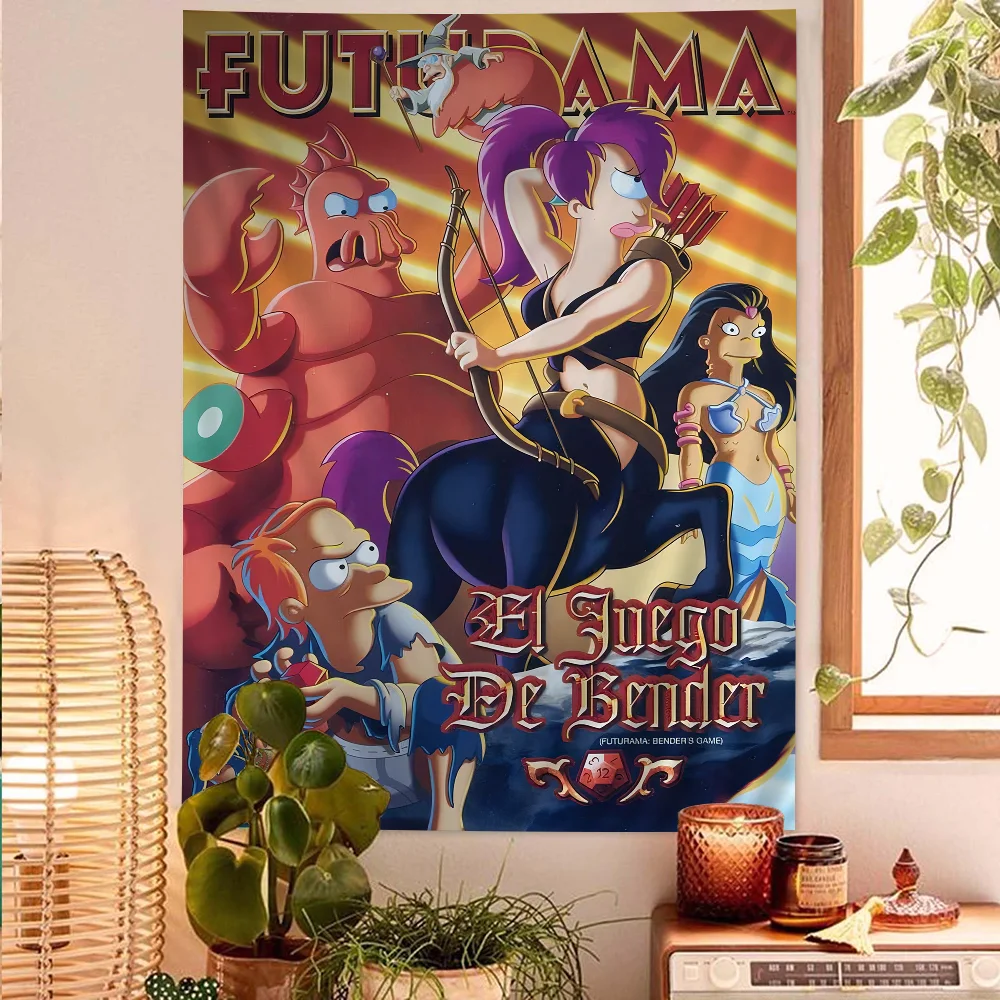 

Cartoon Funny F-Futurama Printed Large Wall Tapestry Hanging Tarot Hippie Wall Rugs Dorm Home Decor