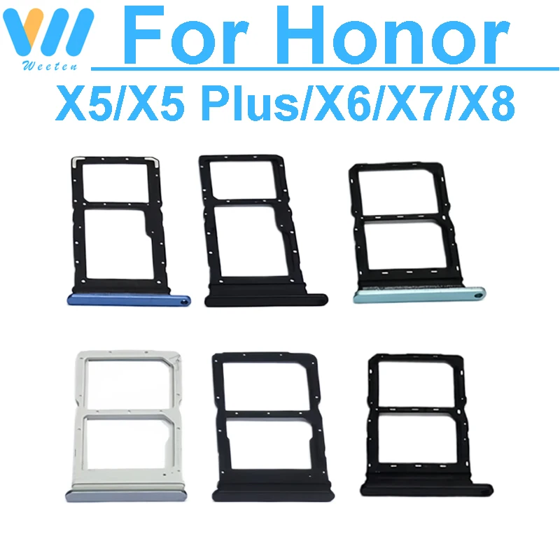 Sim Card Tray Socket Adapter For Huawei Honor X5 X6 X7 X8 Plus 4G 5G Sim Card Reader Slot Connector Holder Repair Parts