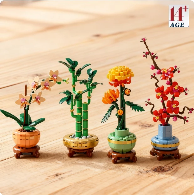 

В наличии Букет 2025 10343 10344 10368 10369 блоки Орхидея Бамбук Цветение сливы Строительные блоки Игрушка «сделай сам» для детей и взрослых