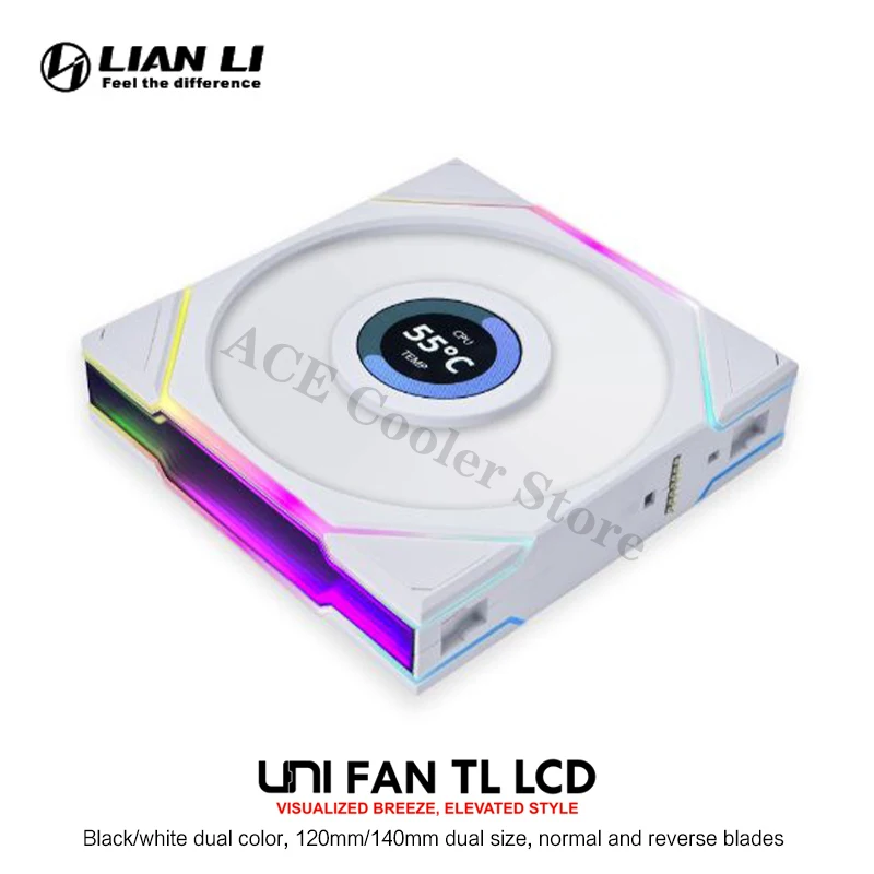 Imagem -03 - Lian li Uni-lcd Monitor Display Fan Frente e Verso Caixa do Computador Tl120 Tl140 1.6 400x400 pc Pcs Pack Nova Chegada