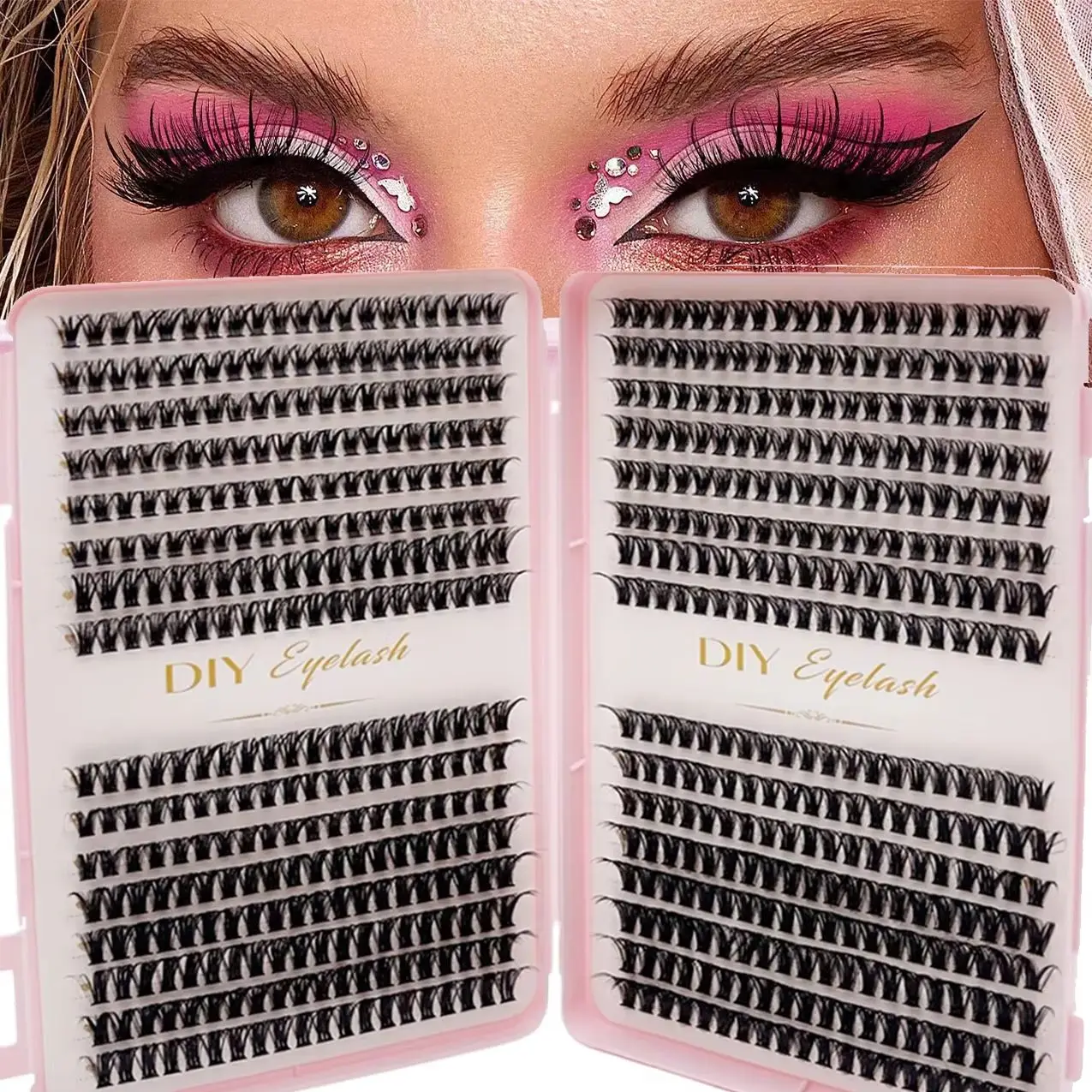 640 Stück Einzelwimpern 10-14mm Cluster-Wimpern Natürlicher Look Gemischte Box DIY Wimpernverlängerungen Volumen-Clusters für Wimpern