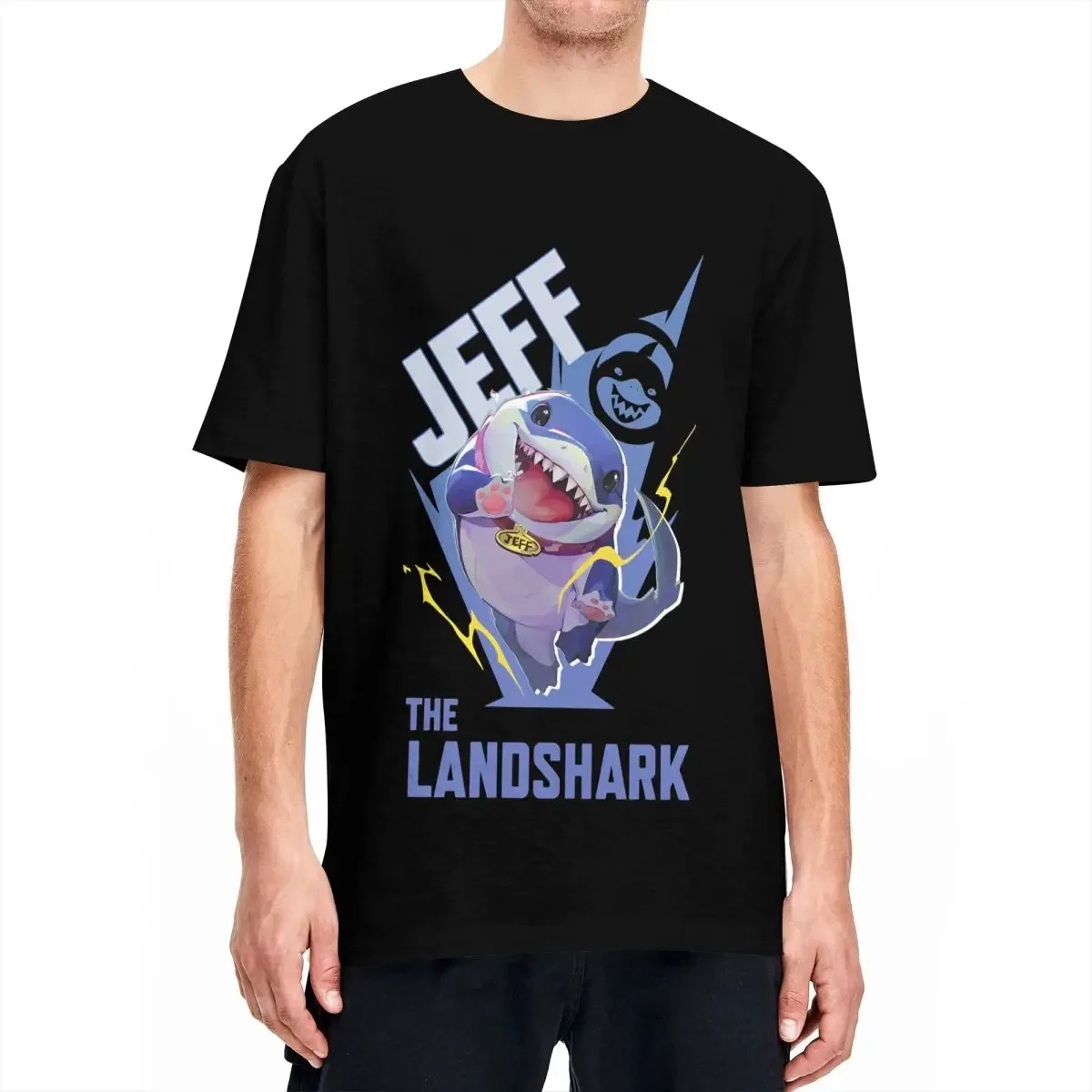 تي شيرت أنيق Jeffs The Land Shark للجنسين 100% قطن Landshsrk Manga Anime تي شيرت بأكمام قصيرة
