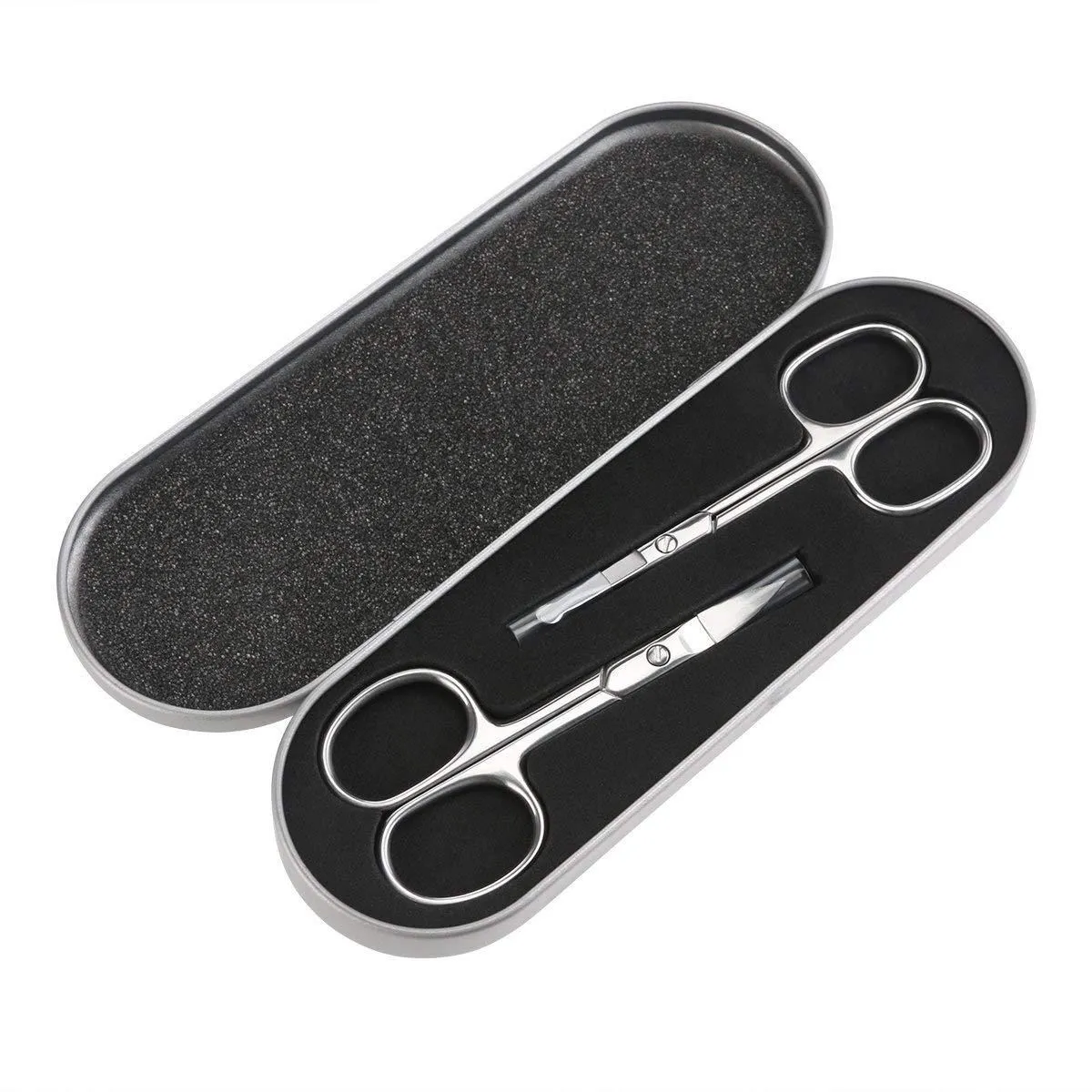 

2Pcs High Grade Stainless Steel Nose Hair Trimmer Kit Precise Blades for Painless Hair Removal Small Size Portable Eyebrow