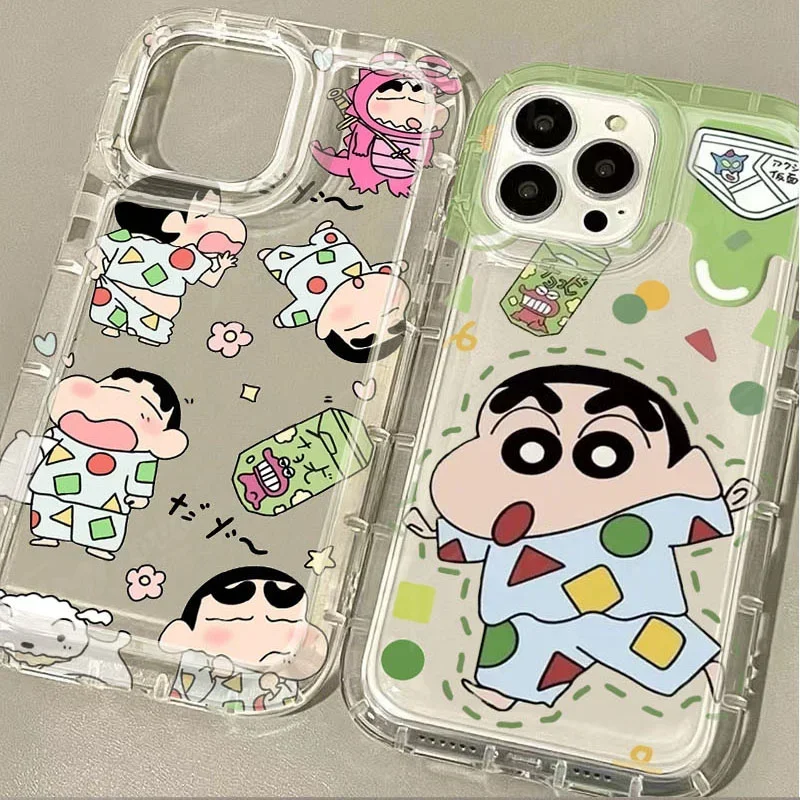 Cartoon C-Crayon S-ShinChan Clear Phone Case for iPhone 15 14 13 12 Mini 11 Pro Max XR XS X 8 7 6 6S Plus SE 2020 Printing Cover