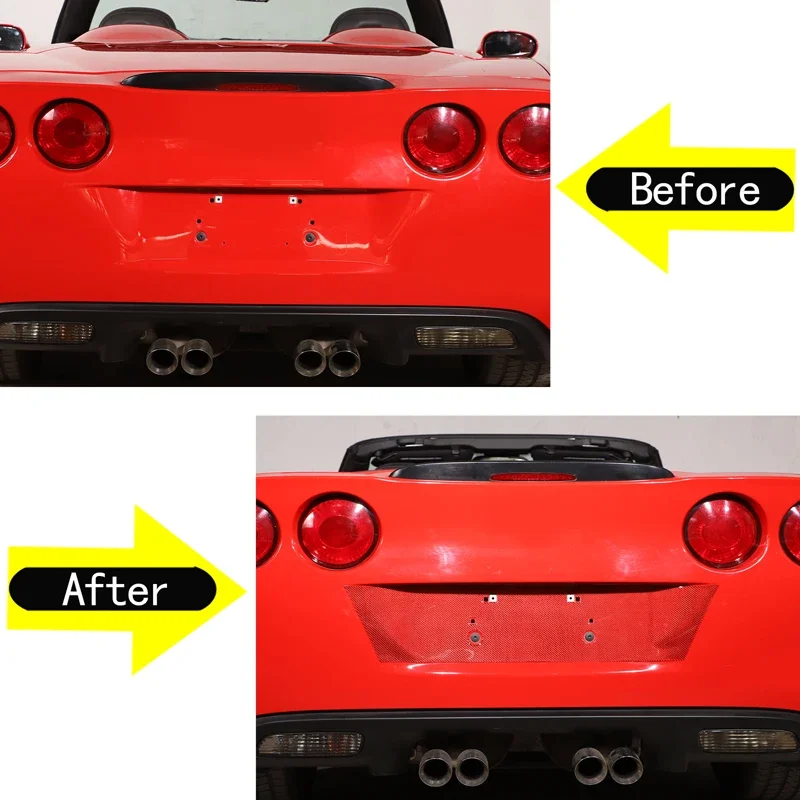 For Chevrolet Corvette C6 2005-2013 Soft Carbon Fiber Car Rear License Plate Panel Cover Trim Sticker Car Accessories