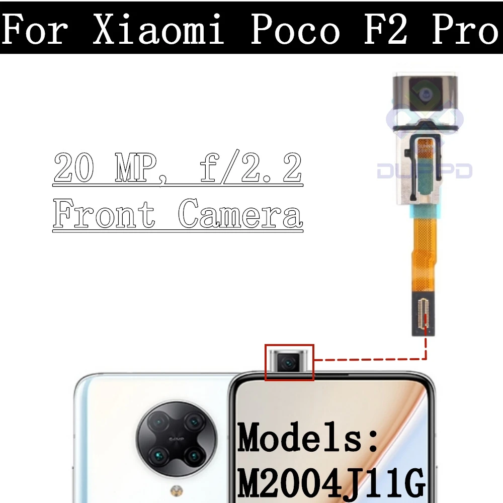 Original Rear and Front Camera Module, Flex Cable for Xiaomi Poco F2 Pro Selfie, Small Facing Main Back Camera Lens