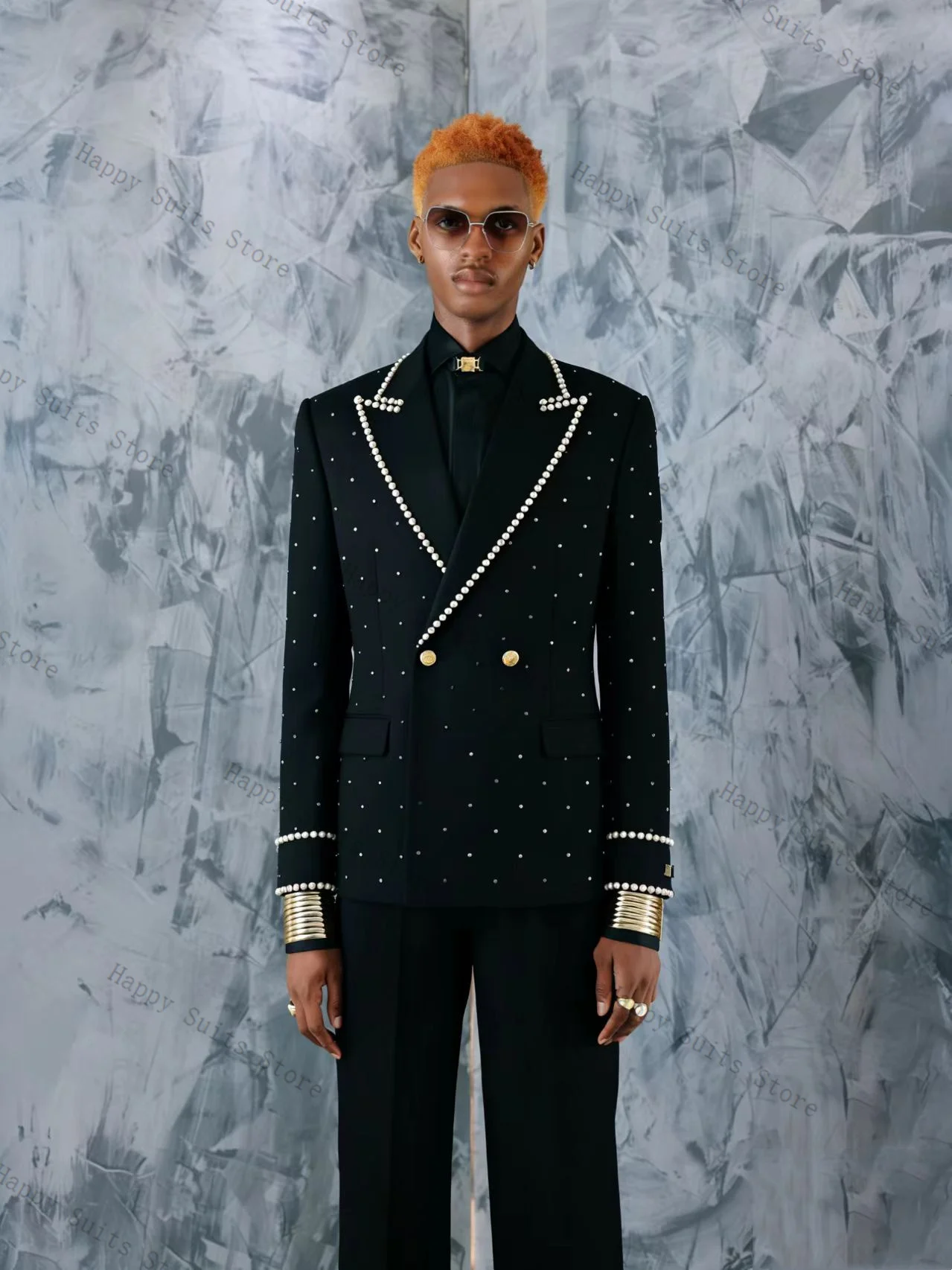 طقم بدلة رجالي من اللؤلؤ، قطعتين (جاكيت + بنطلون)، أسود قطني، رسمي للمكتب، توكسيدو زفاف، جاكيت مخصص