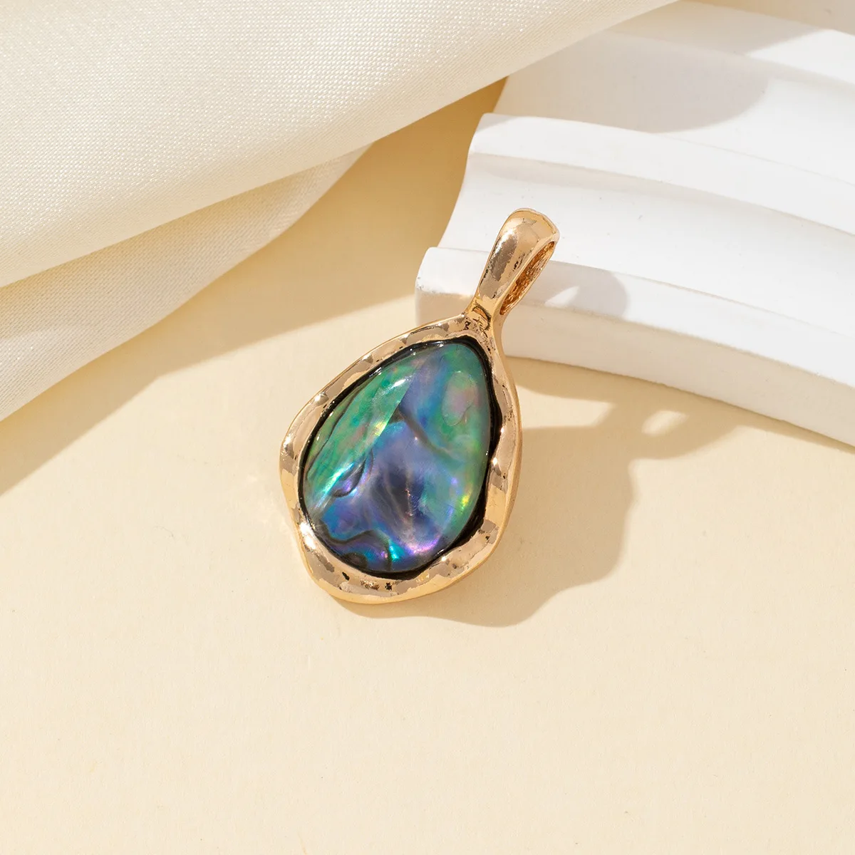 Water Drop DIY Necklace Pendant Alloy Jewelry Accessories Ins Abalone Shell, Tiger Stone, Lapis Lazuli