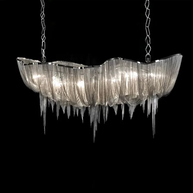 

Post-modern novelty living room tassel chandelier with aluminium chain for bar ceiling decoration, adjustable chandelier