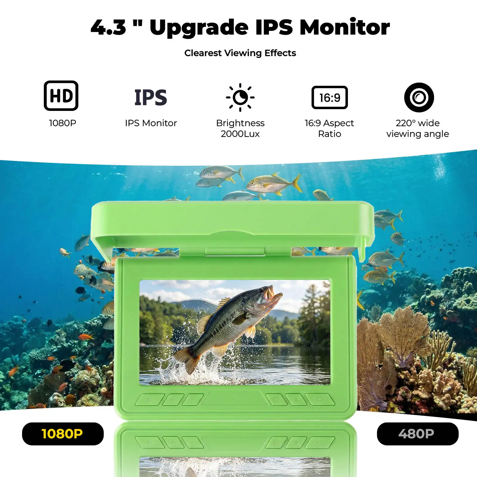 Portable Underwater Visual Fish Finder 4.3" LCD Monitor HD Fishing Camera IP68 Waterproof with IR Night Vision for Ice/Boat/Rive - view 4