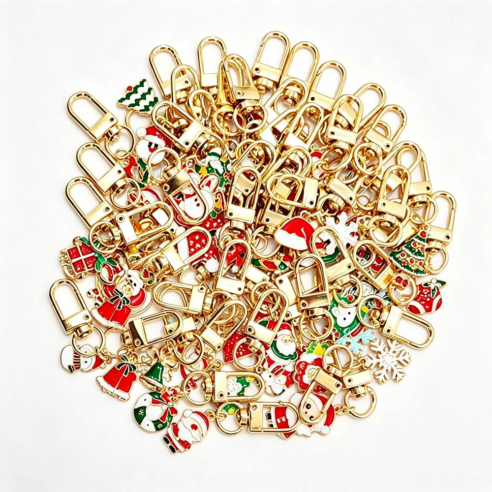 20 Stück Zufällige Legierungs-Weihnachts-Schlüsselanhänger, Taschenanhänger, Feiertagsdekoration, Partygeschenk, Geschenk für Frauen und Männer, Rucksack- und Auto-Dekoration – Detail 1