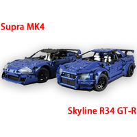 NEW Supra MK4 Skyline R34 GT-R Supercar Racing Car Buiding Block DIY Technical Vehicle Sport Model Bricks Toy Kids Birthday Gift