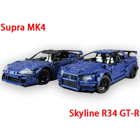 NEW Supra MK4 Skyline R34 GT-R Supercar Racing Car Buiding Block DIY Technical Vehicle Sport Model Bricks Toy Kids Birthday Gift