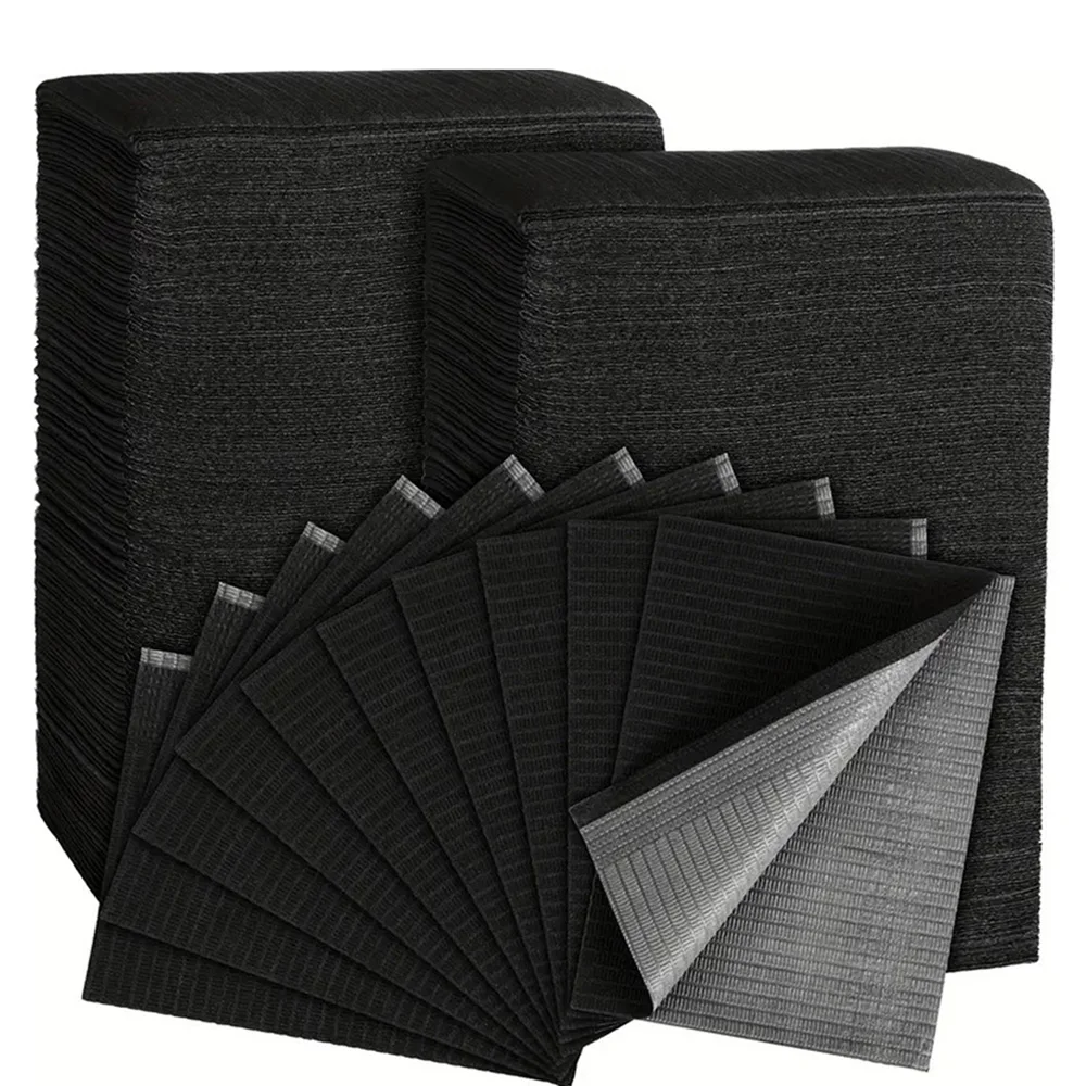 

125/100/10 шт., черные одноразовые салфетки для татуировок, водонепроницаемые покрытия для стола, салфетки для пациентов, стоматологические салфетки, аксессуары для татуировок