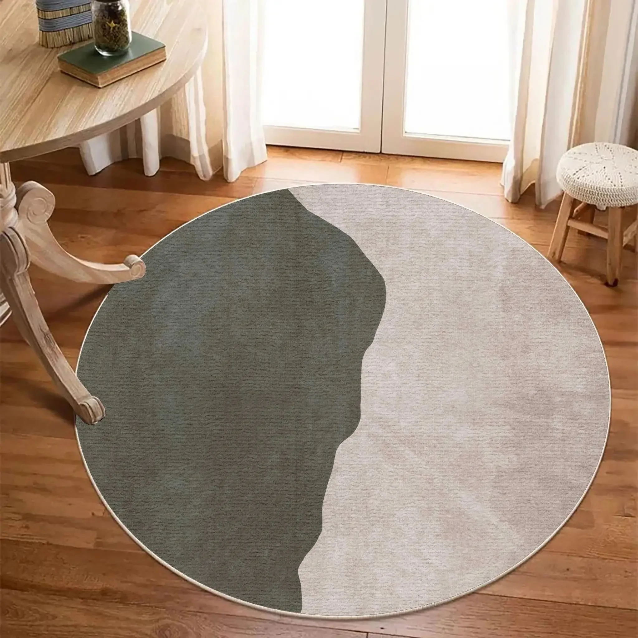 

Round Rug for Living Room and Bedroom, Anti-Slip and Anti-Stain Floor Carpet, Elegant Home Decor Accent