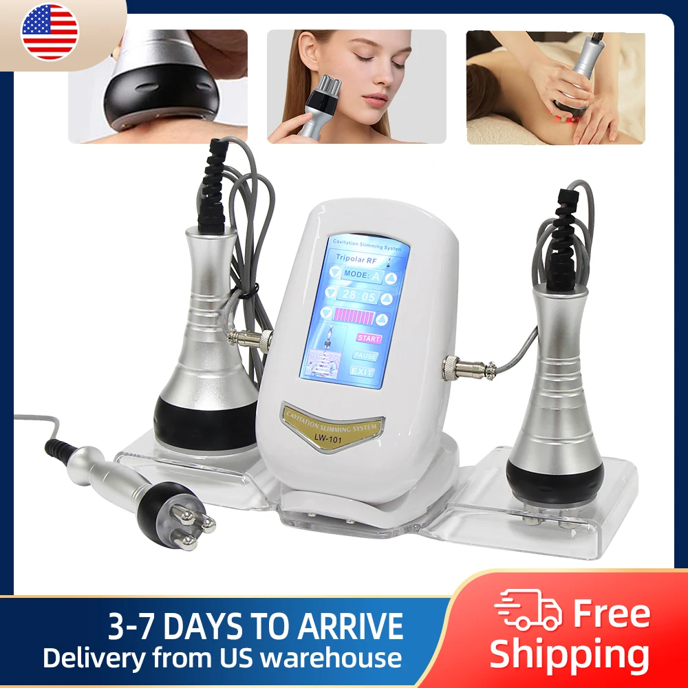 3-in-1 40K Kavitations-Schlankheitsgerät Ultraschall-Körperformung Massage RF Gesichts- und Körperstraffungsgerät mit Ständer