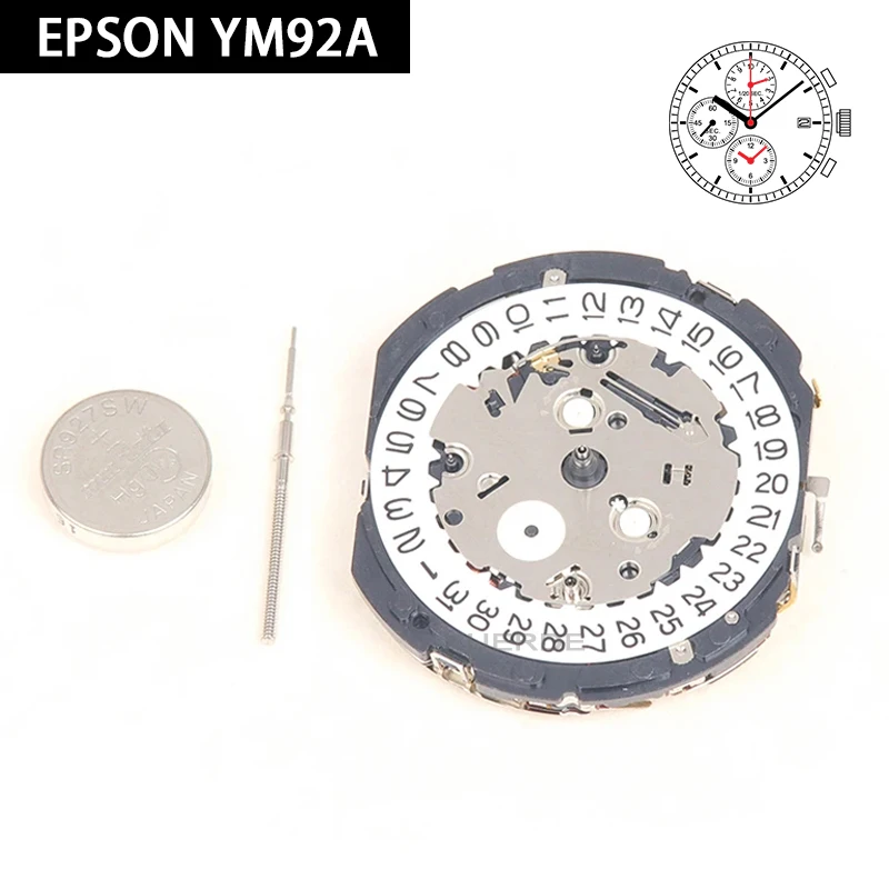 YM92 Movement Japan Epson Ym92a Movement Small Hands At 6.9.12 Analog Quartz 12''' Center Second Chronograph Movement