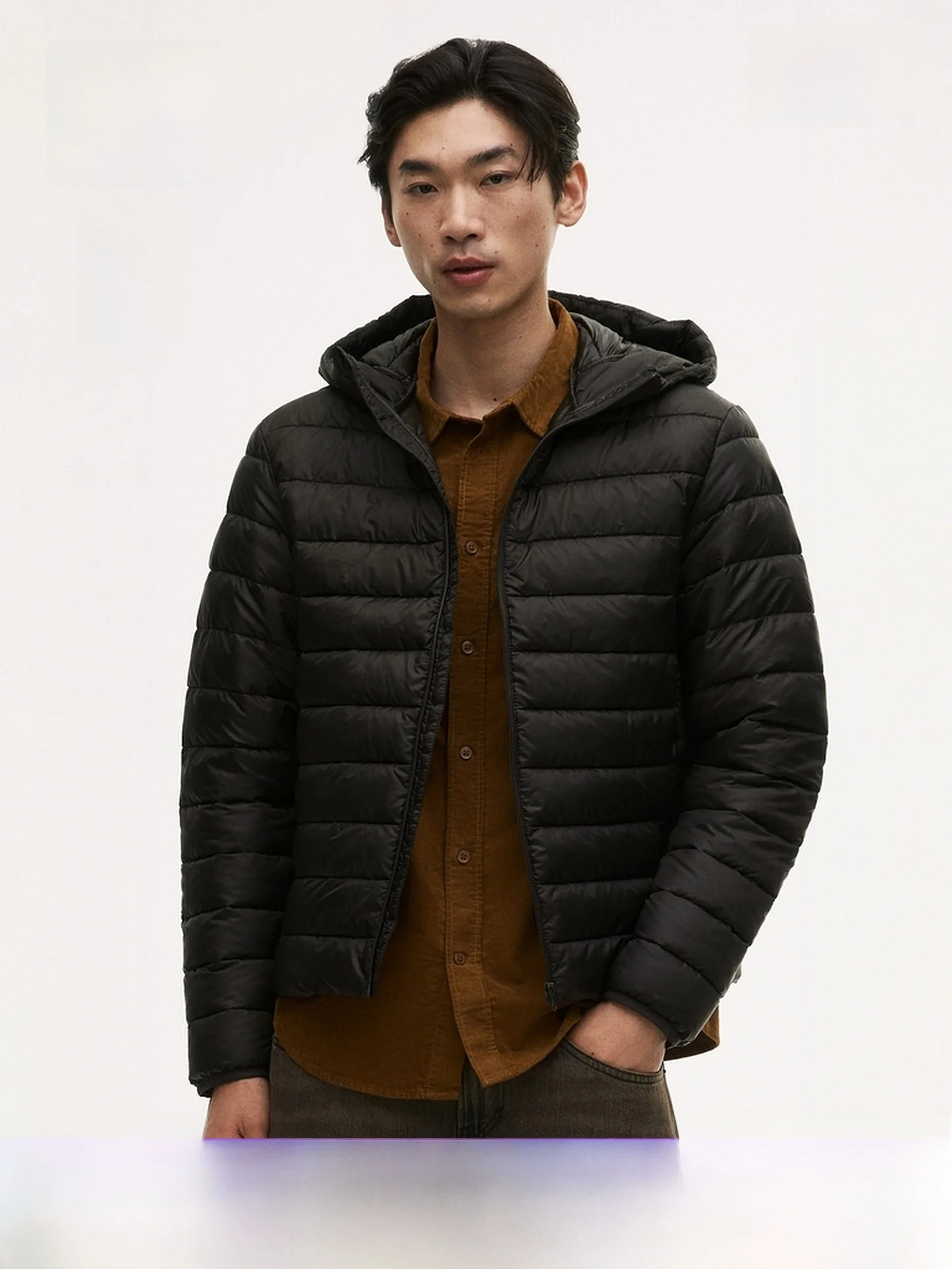 

H&M Men's Cotton Jaet Winter Quilted Fabric Stand Collar Slim Fit Sle Lightweight Cotton Coat Regular Length Daily Use