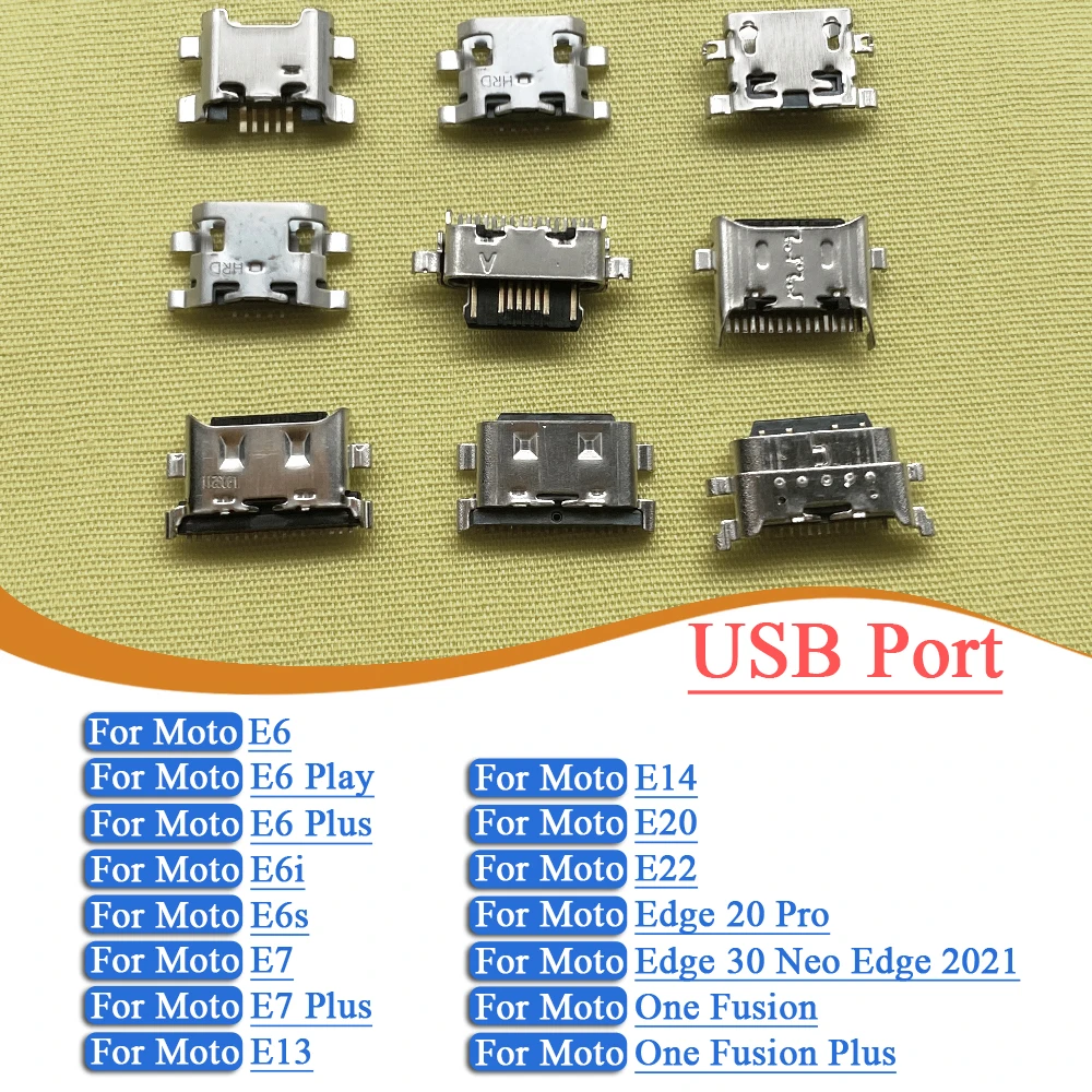 

USB Micro Charging Dock Port Connector Type C Plug For Moto E6 Play E6i E6S E7 Plus E13 E14 E20 E22 Edge 30 Neo 2021 One Fusion