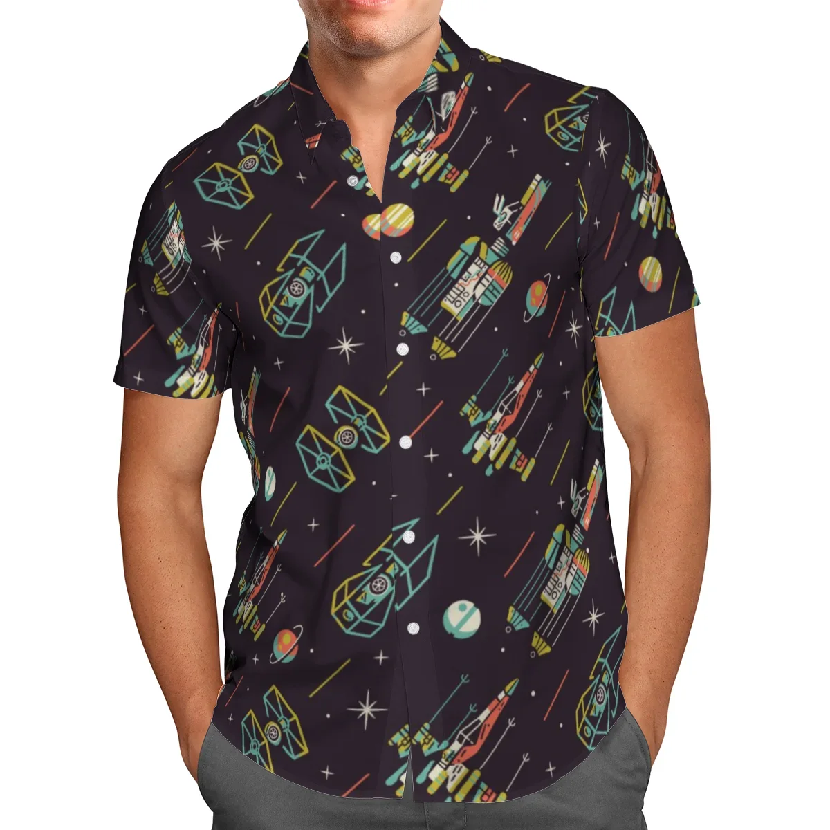 

Black t Shirt, 3D Spacecraft, Hawaiian socks, Summer fashion men, large shirt, Homme Camisa Masculina S2