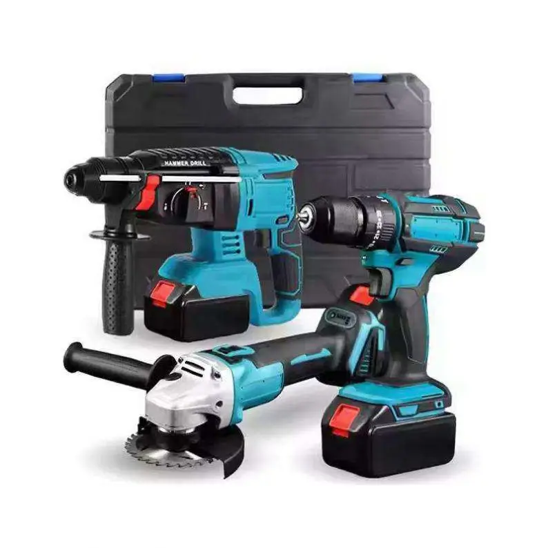 

Factory Direct Sale 3 in 1 Brushless Lithium Ion Impact Drill Set Hand Tools Kit with Case for Home Use Including Cutter Grinder