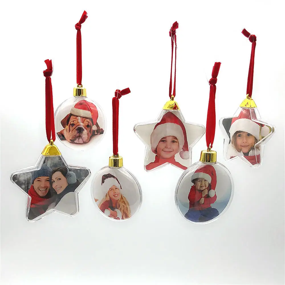 Christmas Transparent Photo Balls Bottles Plastic Five-star Ball Christmas Decorations DIY X-mas Tree Hanging Decor For Home