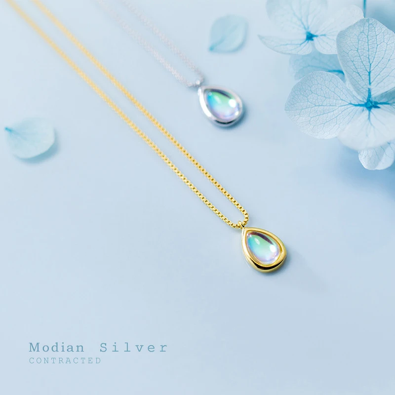 Modian Original Brand Drop Multicolor Crystal Dazzling Necklace For Women Gold Color 925 Sterling Silver Pendant Fashion Jewelry