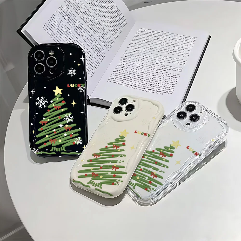 شجرة عيد الميلاد للصدمات جراب هاتف آيفون 17 16 15 14 13 12 11 برو Xs ماكس الهواء 16e 7 8 6 6s زائد XR SE 2020 2022 غطاء #1