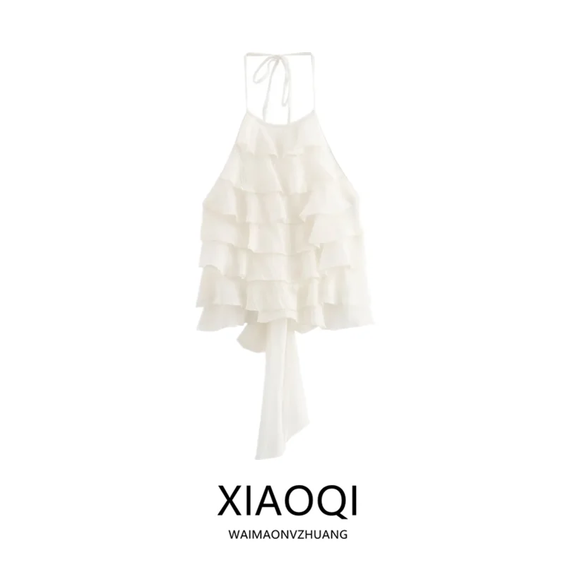

White Bal Ne Hanging Design Women's Top New Autumn 2024 Faion Sensation Svel Vest for Ladies