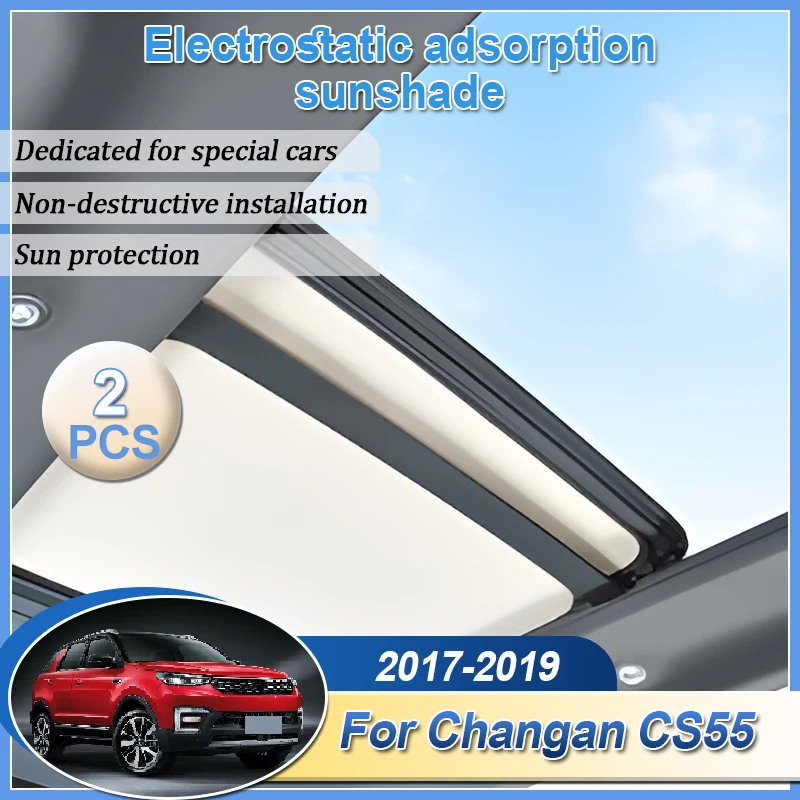 

Автомобильные разделенные солнцезащитные козырьки на крыше для Changan CS55 2017 2018 2019, электростатическая адсорбция, солнцезащитный козырек на крыше, защитные аксессуары для люка
