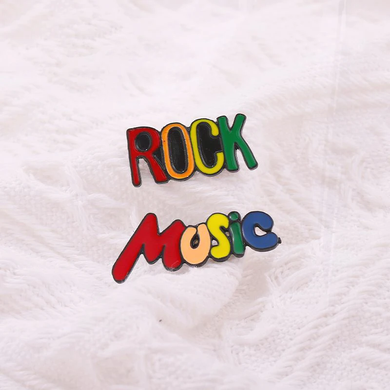 Musical Note Pines Lapel Badges Cool Jewelry Gift for Kids Friends Rock Music Enamel  Brooch Custom Rainbow Pattern