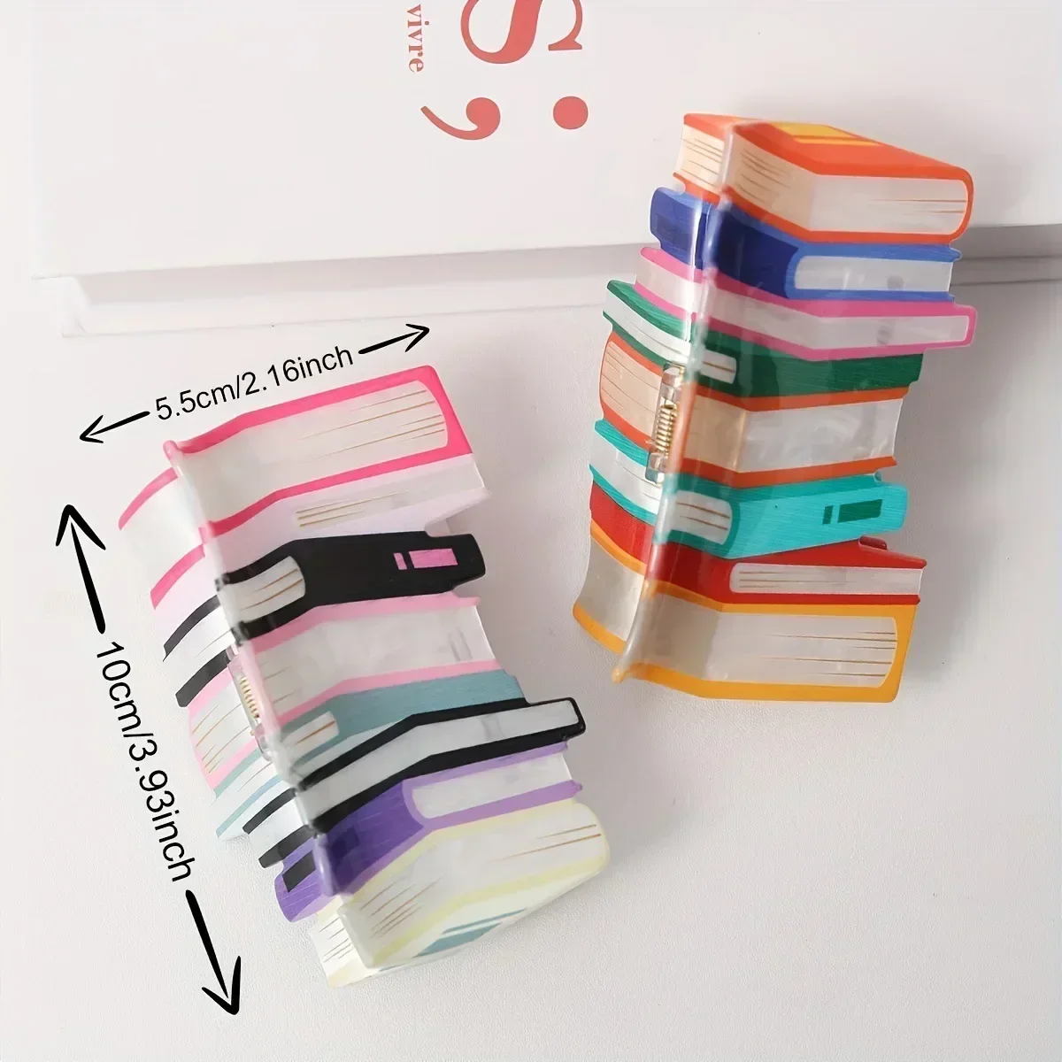 Muweordy Nuovi libri creativi arcobaleno Artiglio per capelli Libro divertente Fermaglio per capelli granchio Regalo per insegnanti Accessori per capelli con clip di squalo per donna