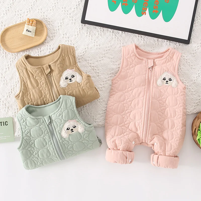 

Newborn Baby Autumn Clothes Vest Set 0-6 Months ex Baby Rer Strapl Pants Winter Warm Thi Cotton Commute Sle