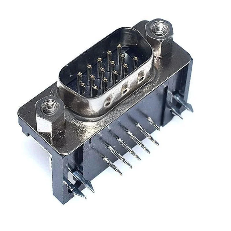 10 قطعة ثلاثة صف DR15 ذكر/أنثى رأس 90 درجة PCB جبل بزاوية دبوس VGA المقبس 3-Row 15P المقبس/دبوس موصل تسلسلي