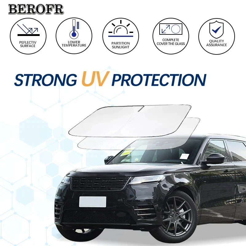 Windshield Sun Shade For Range Rover Velar P250 P340 P300 P380 Sunshade Sun Visor Protector Foldable Blocks UV Rays Cooler
