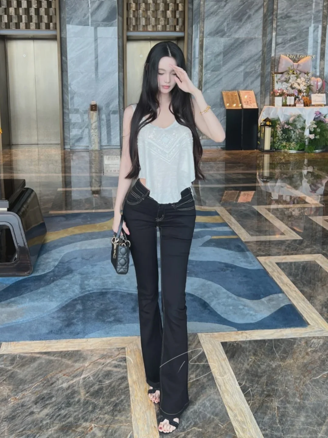 Low Waist Flared Jeans Women's Summer Slimming Bootcut Denim Pants Hot Girl Tight Fit Butt Lifting Long Trousers