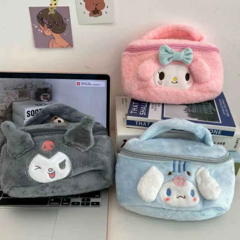 Sanrio Minha Melodia Saco Cosmético De Pelúcia, Bolsa Cinnamoroll, Kulomi Brinquedos, Kawaii Ladies BagGifts para Namorada, Bonito, 25cm