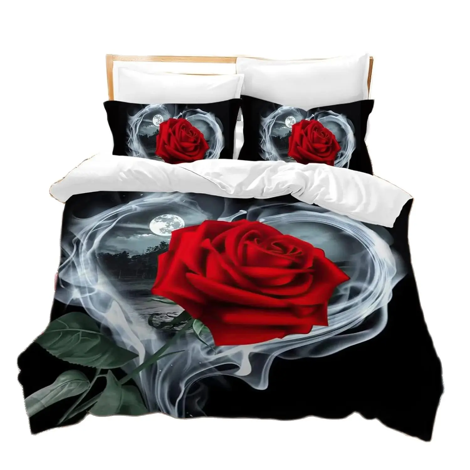 

Red Rose Bedding Sets Romance Rose Quilt Cover Couple Duvet Cover Valentine's Day Gift Bedroom Decoration Quilt King Size