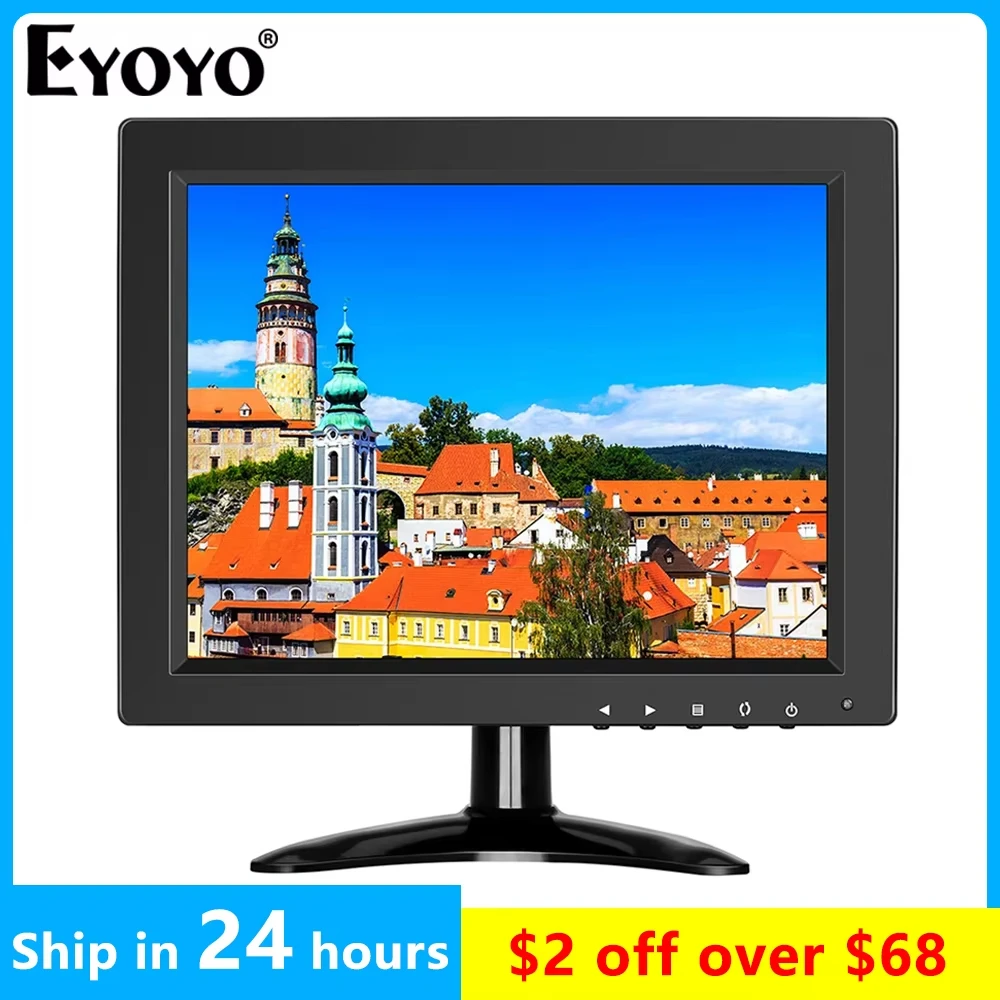 

Eyoyo EM10O 10 Inch Security CCTV Small Monitor HD 1024x768 4:3 IPS Screen With Speakers BNC/HDMI/VGA/AV Input for PC Gaming