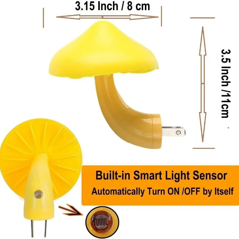 Creative LED Night Light Plug in Lamp Night Light Mini Pretty Mushroom-Shaped Light-control Sensor Bedroom Light Home Decoration